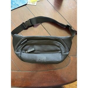 Fila Women's All Black Fannypack Waist Bag Adjustable Strap Zip Pockets